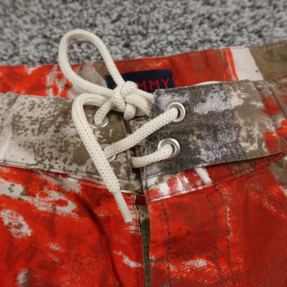 VTG Tommy Hilfiger Shorts Mens XL Orange Brown Hybrid Board Swim Trunks‎ 90s Y2K